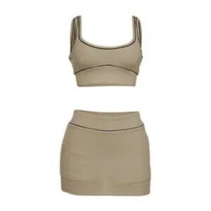 Tan Mini Pencil Skirt Set for Casual Wear